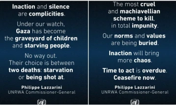 Лазарини го обвини Израел за „најсурова и најмакијавелистичка шема за убивање“ во Газа