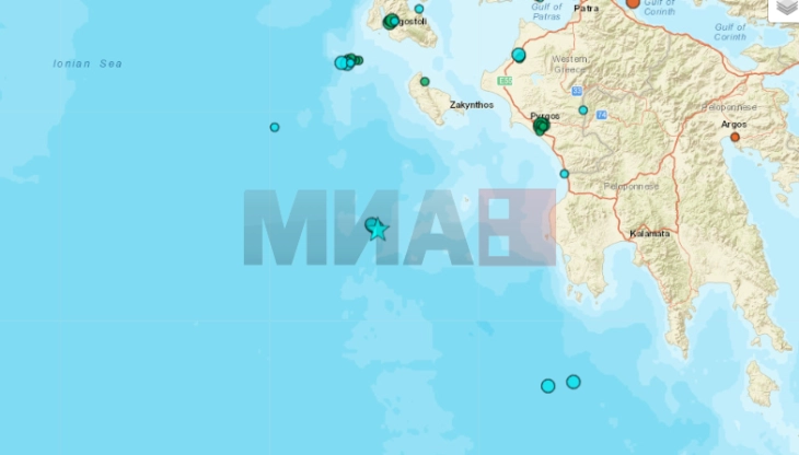 Земјотрес со јачина од 5 степени во близина на грчкиот остров Закинтос
