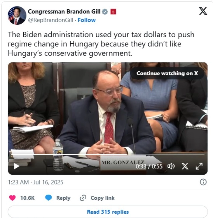 Американски конгресмен: Администрацијата на Бајден користела пари од даночни обврзници во обид да го урне Орбан од власт во Унгарија