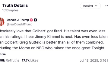 Трамп го слави укинувањето на „Лејт Шоу“ на Стивен Колбер