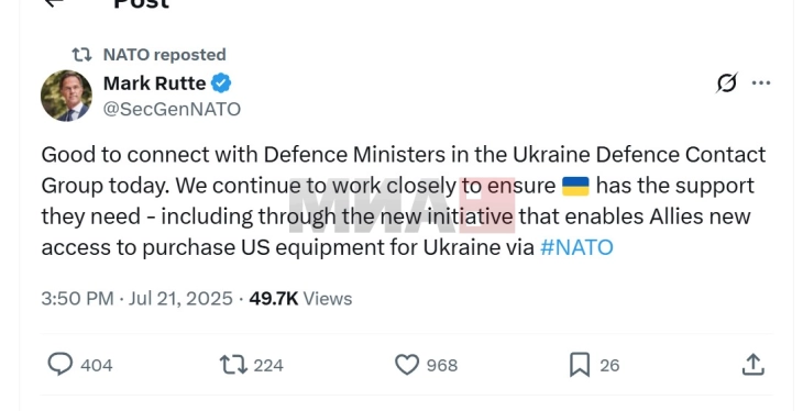 Rute u bëri thirrje vendeve të NATO-s të blejnë më shumë armë amerikane për Ukrainën