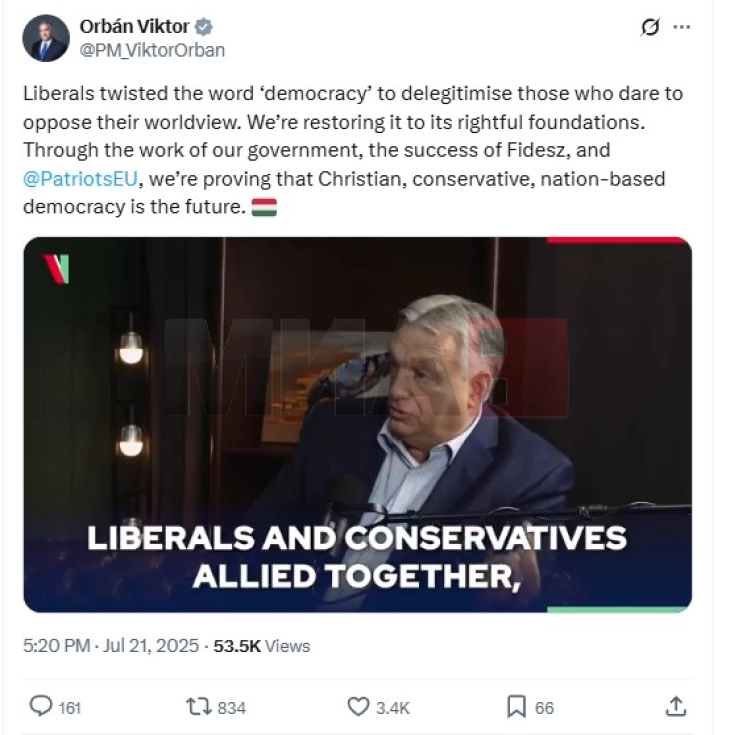 Orban: Vlerat e krishtera dhe konservatore nuk janë në kundërshtim me demokracinë