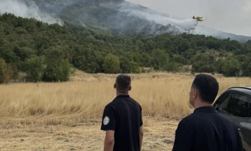 Drejtori i QMK-së, Muhamed Ali dhe kryetari i komunës Blerim Sejdiu në terren pas riaktivizimit të zjarrit në komunën e Zhelinës
