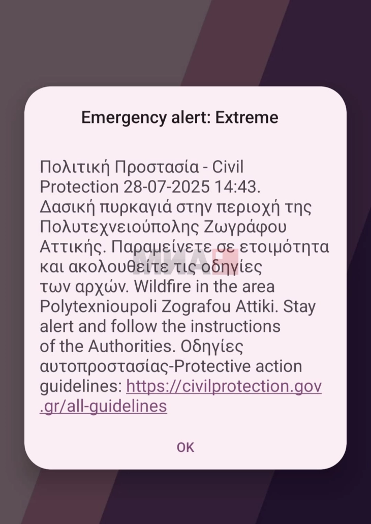 Експресно ставен под контрола пожарот во близина на универзитетскиот кампус во Атина со интервенција на 19 воздушни средства