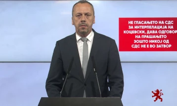 Петрушевски: Не гласањето на СДСМ за интерпелација на Коцевски, дава одговор на прашањето зошто никој од СДСМ не е во затвор