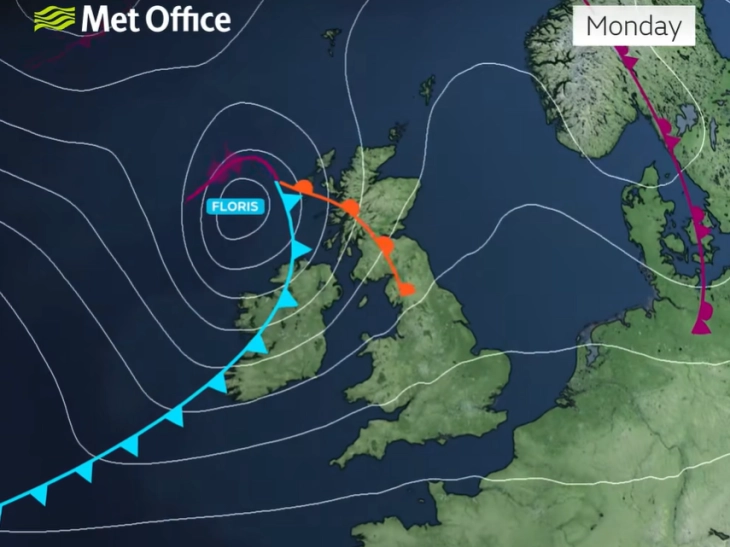 Во Велика Британија издадено портокалово предупредување поради бурата Флорис