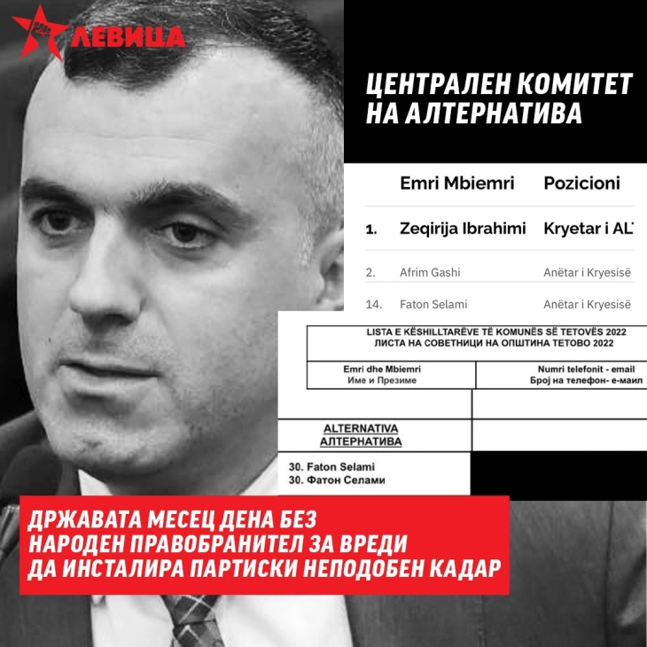 Левица: Државата месец дена е без Народен правобранител