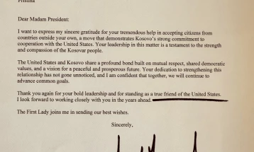 Osmani: Mbetem e përkushtuar të punojmë së bashku me presidentin Tramp për ta thelluar edhe më tej aleancën tonë në vitet që vijnë