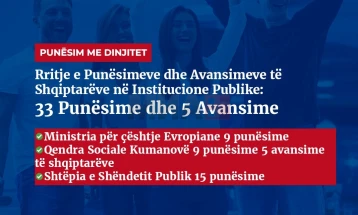 VLEN: Sot 33 shqiptarë janë punësuar në institucionet shtetërore