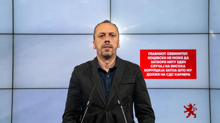 Петрушевски: Главниот обвинител Коцевски не може да затвори ниту еден случај на висока корупција затоа што му должи на СДС кариера