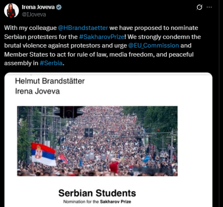 Српските студенти-демонстранти номинирани за наградата Сахаров