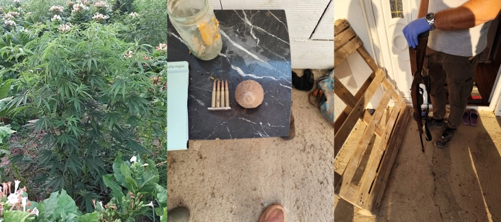 Дрога, оружје и муниција пронајдени при претрес во валандовско Казандол