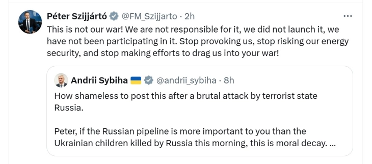 Сијарто: Престанете да нè вовлекувате во војна