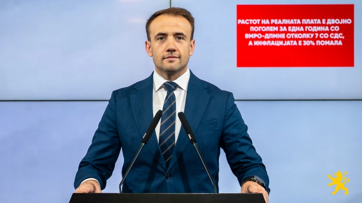 Стојаноски: Растот на реалната плата е двојно поголем за една година со ВМРО-ДПМНЕ отколку за седум со СДС, а инфлацијата е 30 отсто помала