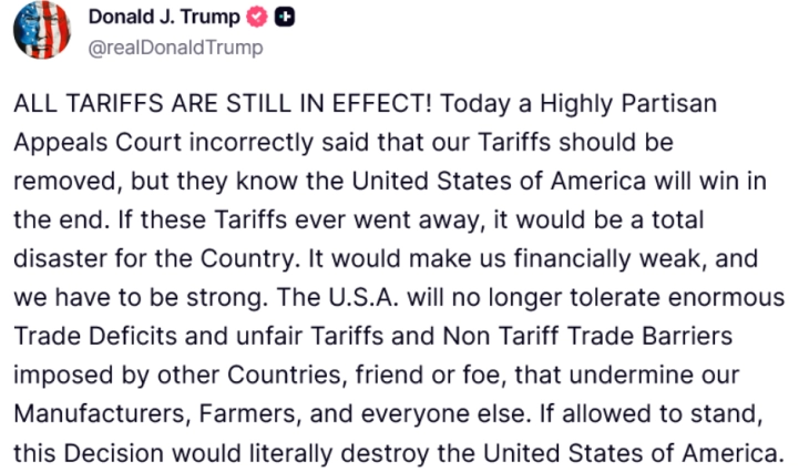 Gjykata vendosi se tarifat e Trampit janë të jashtëligjshme, ai porositi se tarifat mbeten