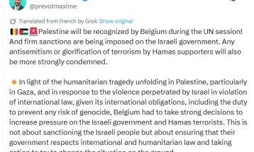 Foreign minister says Belgium to recognize Palestinian statehood
