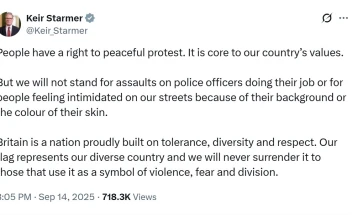 Стармер: Луѓето имаат право на мирен протест