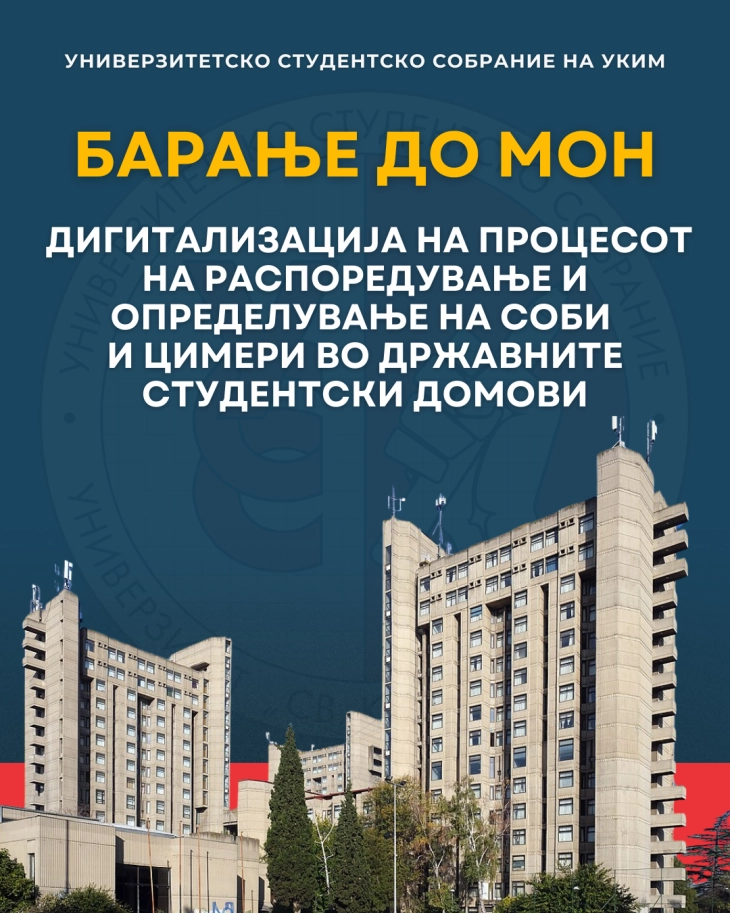 Иницијатива на УСС на УКИМ за дигитализирано решение на процесот на сместување во државните студентски домови