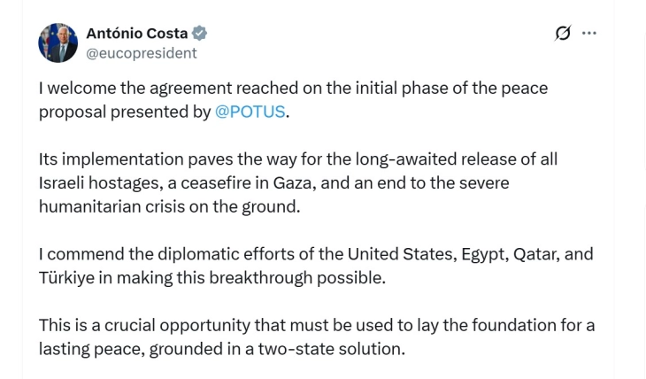 Кошта и Мецола го поздравија договорот за Газа