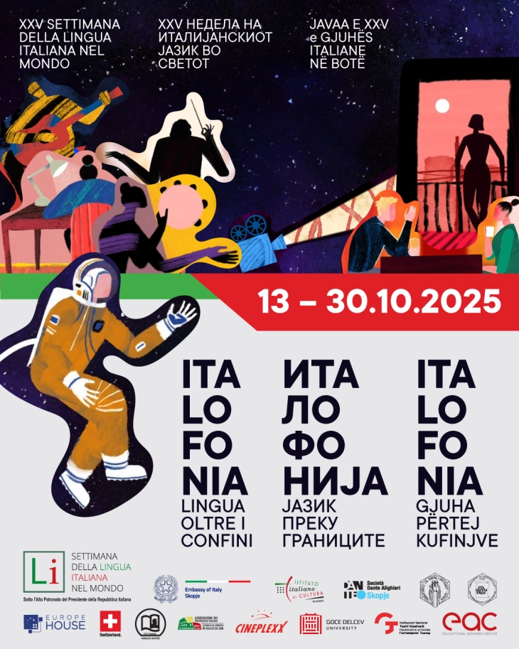 XXV Недела на италијанскиот јазик во светот - италијанскиот јазик преку границите