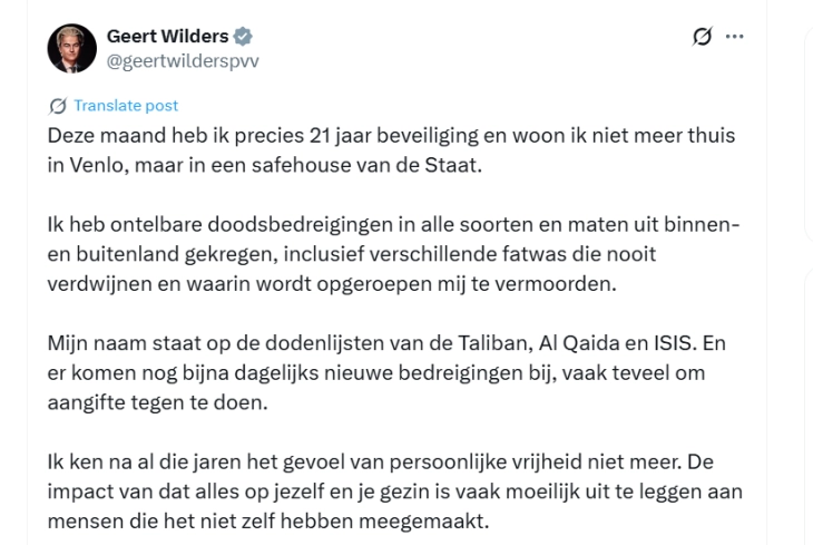 Холандскиот популист Вилдерс ја продолжува кампањата за изборите на 29 октомври