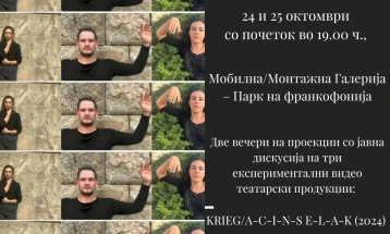 Проекција на три експериментални видео театарски проекти во Мобилна галерија ЦАЦ Скопје (Парк на Франкофонијата)