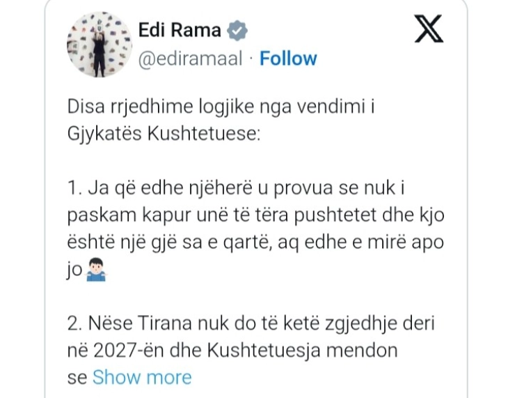 Рама: Одлуката на Уставниот суд за Велиај е потврда дека не сум ја зграпчил целата власт, сега нека го ослободат од притвор