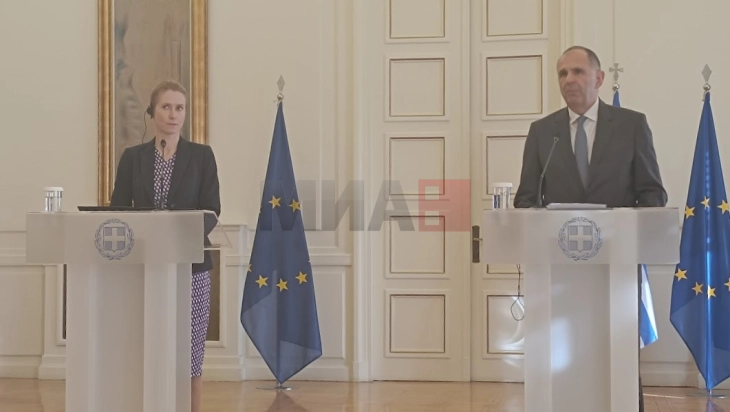 ЕУ интеграцијата на Западен Балкан една од темите на средбите на Калас со Мицотакис и Герапетритис во Атина