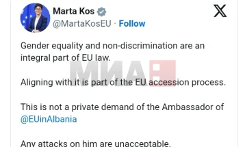 Kos: Barazia gjinore është pjesë integrale e ligjit të BE-së, sulmi ndaj Gonzatos është i papranueshëm