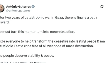 Гутереш го поздрави усвојувањето на планот за Газа на Трамп во СБ на ОН