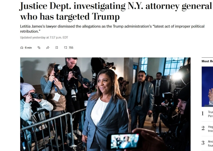 Федерален судија ги отфрли кривичните постапки против поранешниот шеф на ФБИ и обвинителката на Њујорк