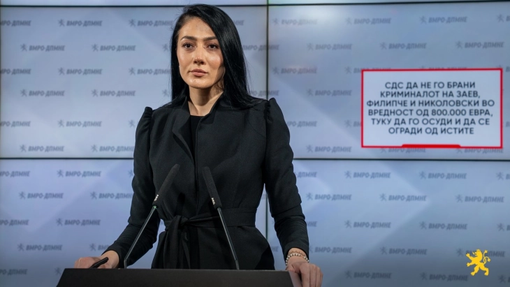 Андоновска: СДС да не го брани криминалот на Заев, Филипче и Николовски во вредност од 800.000 евра, туку да го осуди и да се огради од истите