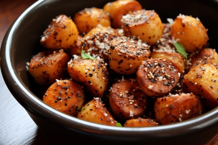 Patate të pjekura me fara susami