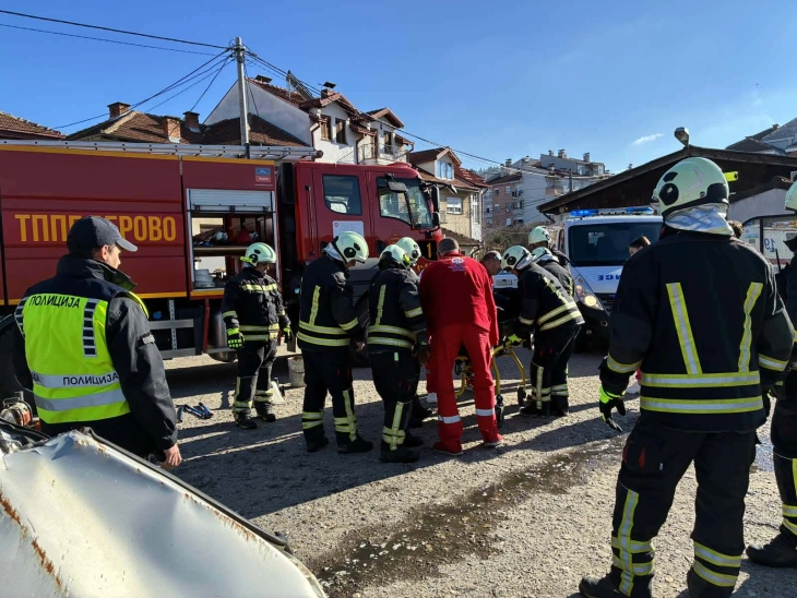 Во Берово одржана показна вежба за постапување при сообраќајна незгода со повредено лице