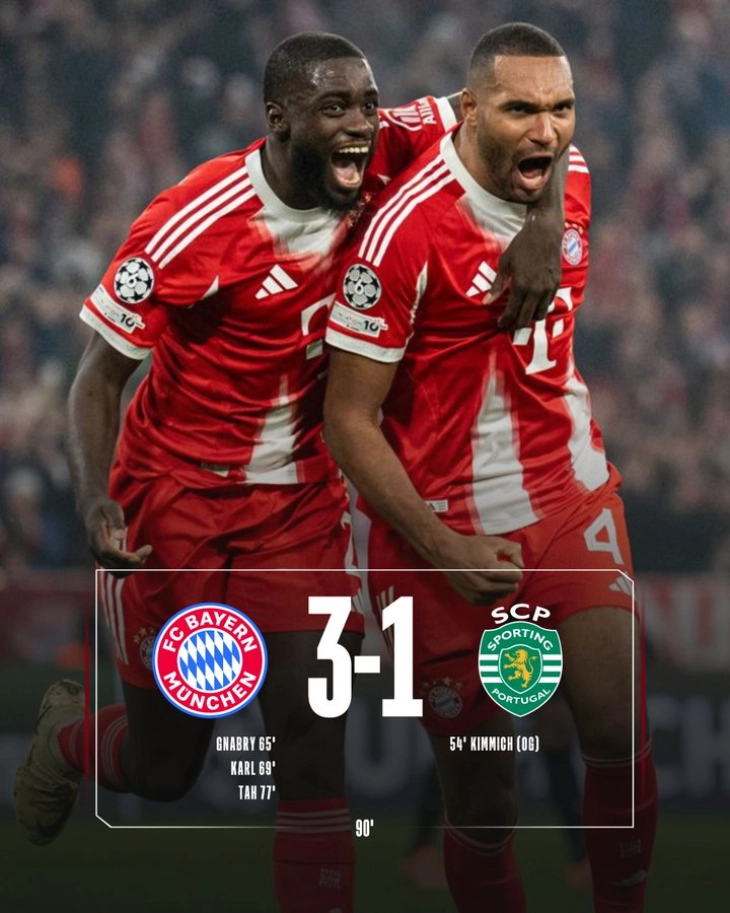 Баерн со пресврт до петта победа во Лигата на шампиони