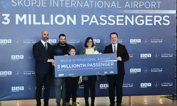 Скопскиот аеродром со три милиони патници, до крајот на годината се очекуваат 3,2 милиони (ДПЛ)