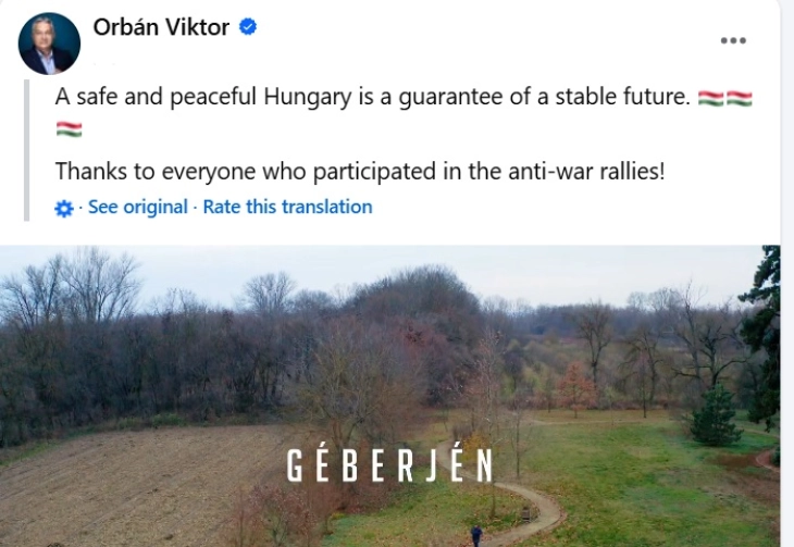 Orban: Një Hungari e sigurt dhe paqësore është garanci për një të ardhme të qëndrueshme