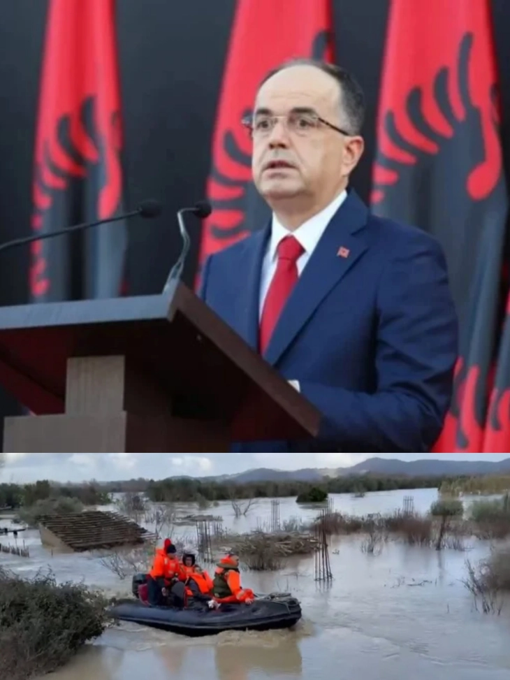 Presidenti i Shqipërisë u bëri thirrje banorëve të rajoneve të vërshuara t'i ndjekin udhëzimet e kompetentëve për gjegjës për evakuimin