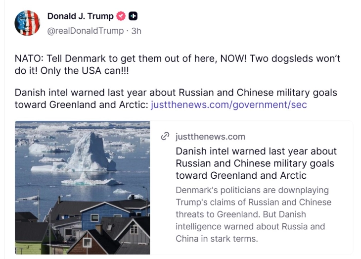 Tramp kërkon nga Danimarka të tërhiqet nga Grenlanda