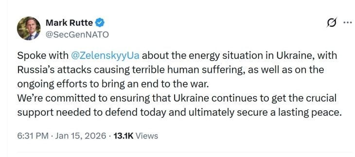 Руте и Зеленски разговараа за енергетската ситуација во Украина по последните руски напади