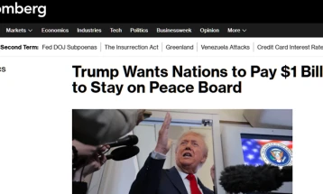 Блумберг: Трамп бара милијарда долари за постојано членство во „Одборот за мир“