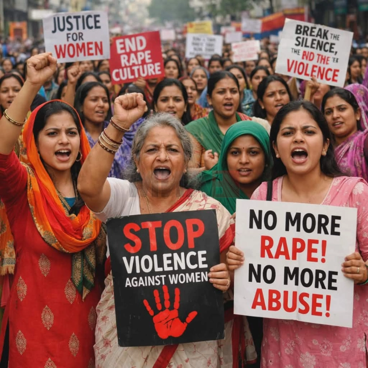 Во Утар Прадеш, Индија: Розовите сарии и бамбусови стапови го штитат женското достоинство