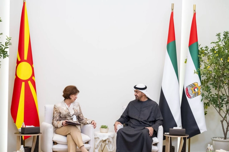Siljanovska-Davkova holds talks with UAE President, focus on economy and bilateral cooperation