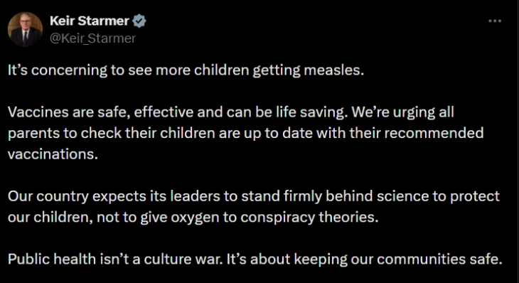 Морбилите се шират низ британските училишта, Стармер апелира: Заштитете ги децата, а не теориите на заговор