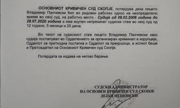Pançevski e publikoi vërtetimin nga Gjykata Themelore Penale se e plotëson kushtin për prokuror themelor publik
