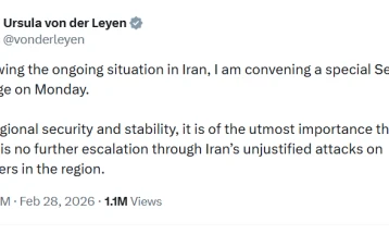 Фон дер Лајен поради ситуацијата во Иран за понеделник свика состанок за безбедност