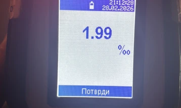 Лишен од слобода возач од Велес, возел со 1,99 промили алкохол во крвта и активна забрана за управување возило
