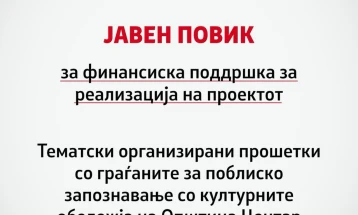 Јавен повик за тематски организирани прошетки за запознавање на граѓаните со културните обележја на Општина Центар