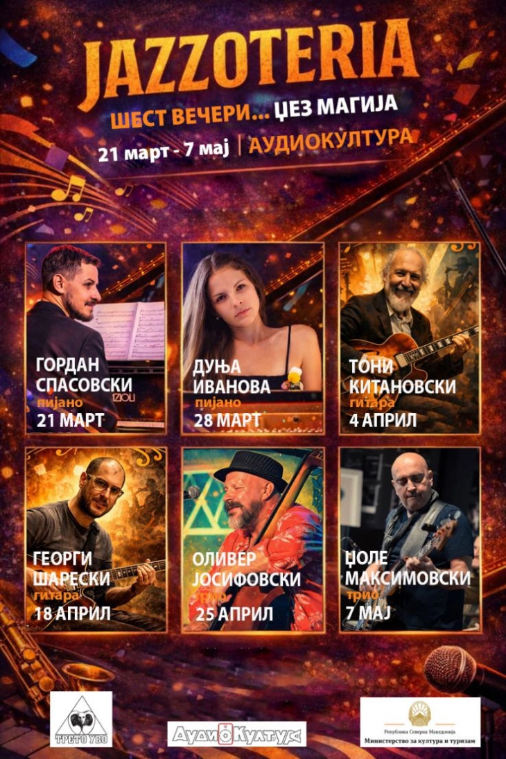 Шест џез концерти на македонски  музичари „JAZZOTERIA“ во организација на „Трето уво“