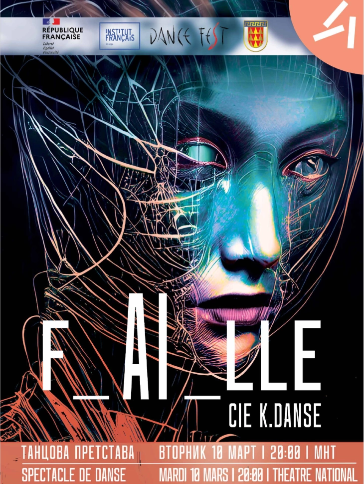 Француски танцов проект „F_AI_LLE“ вечер во МНТ – истражување на дијалогот помеѓу човечкото тело и вештачката интелигенција